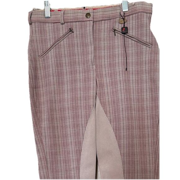 Horse Breeches Equestrian Riding Pants Pink Plaid Size 38 EU 26 US - Picture 2 of 6